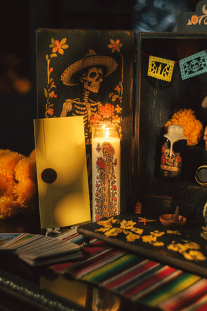 La Ofrenda by The Holy Black, seven day candle and letter