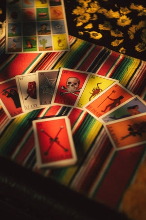 La Ofrenda by The Holy Black, loteria cards and board