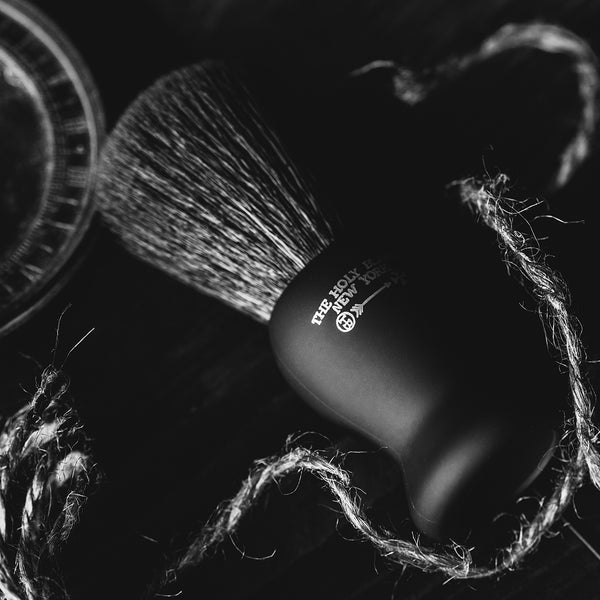 Black Synthetic Rubberized Travel Shaving Shave Brush The Holy Black