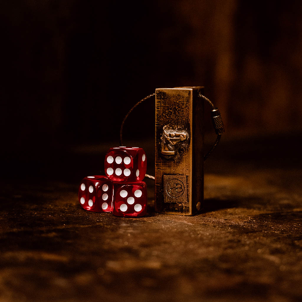 Brass Dice Box Keychain
