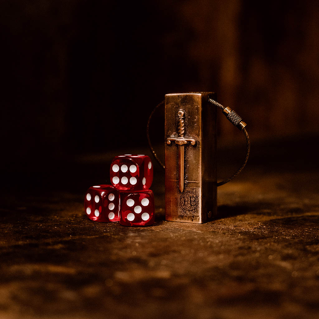 Brass Dice Box Keychain