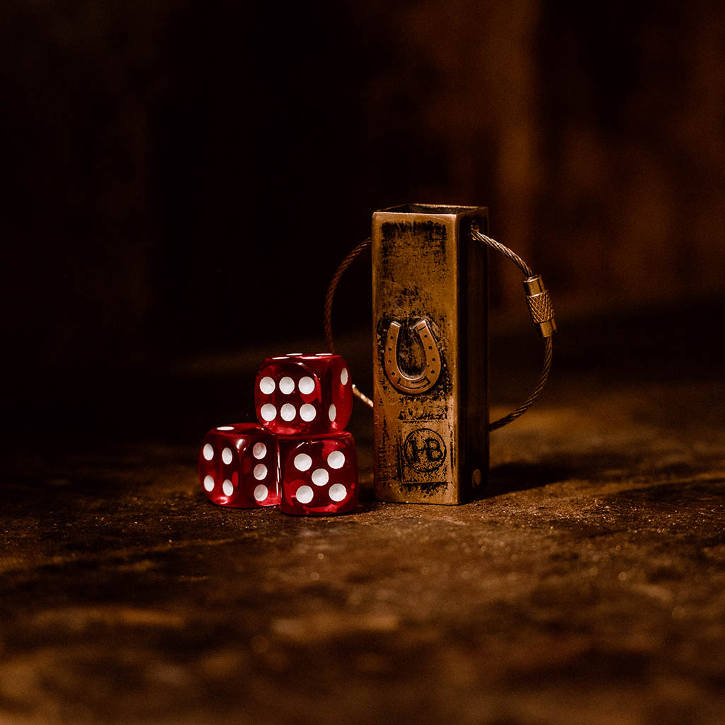 Brass Dice Box Keychain
