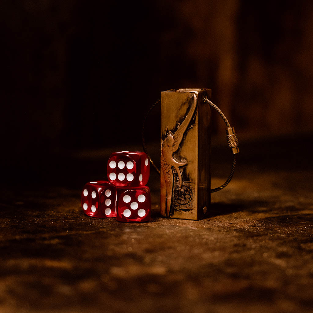 Brass Dice Box Keychain