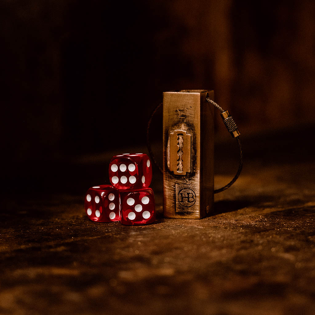 Brass Dice Box Keychain
