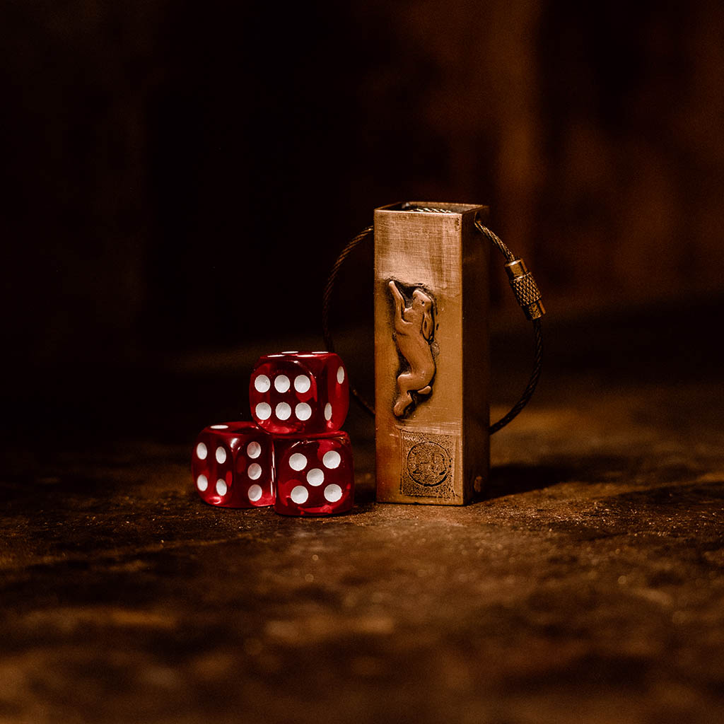 Brass Dice Box Keychain