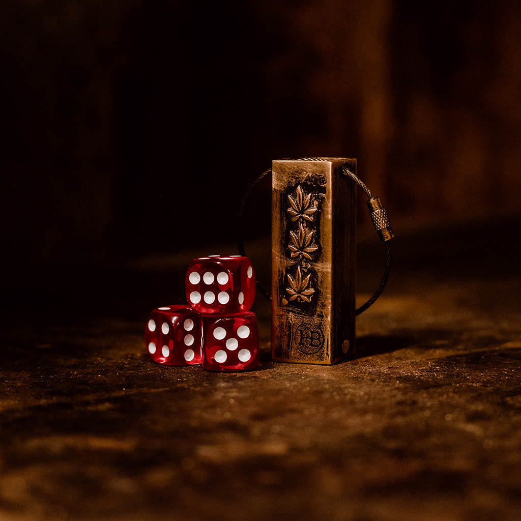 Brass Dice Box Keychain