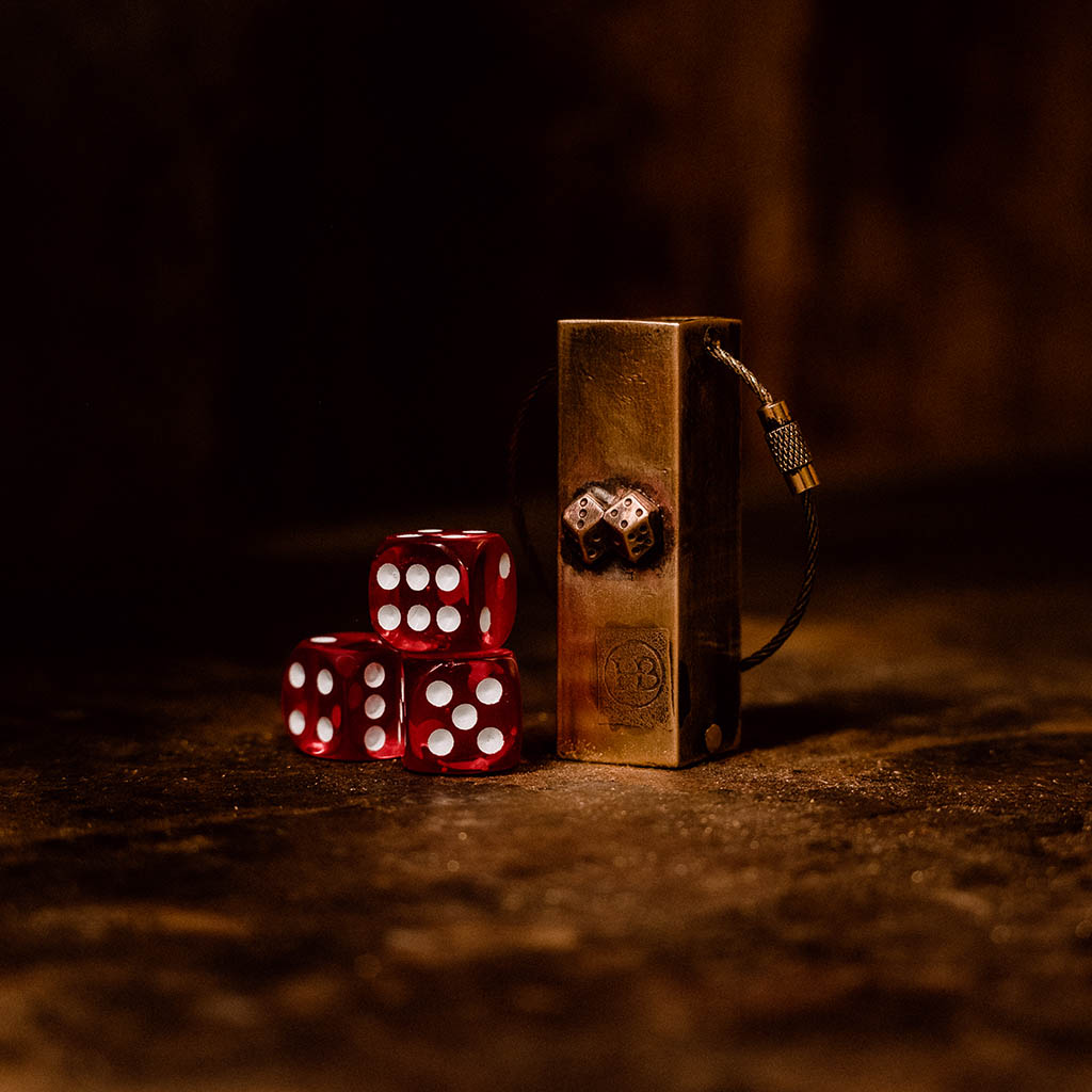 Brass Dice Box Keychain