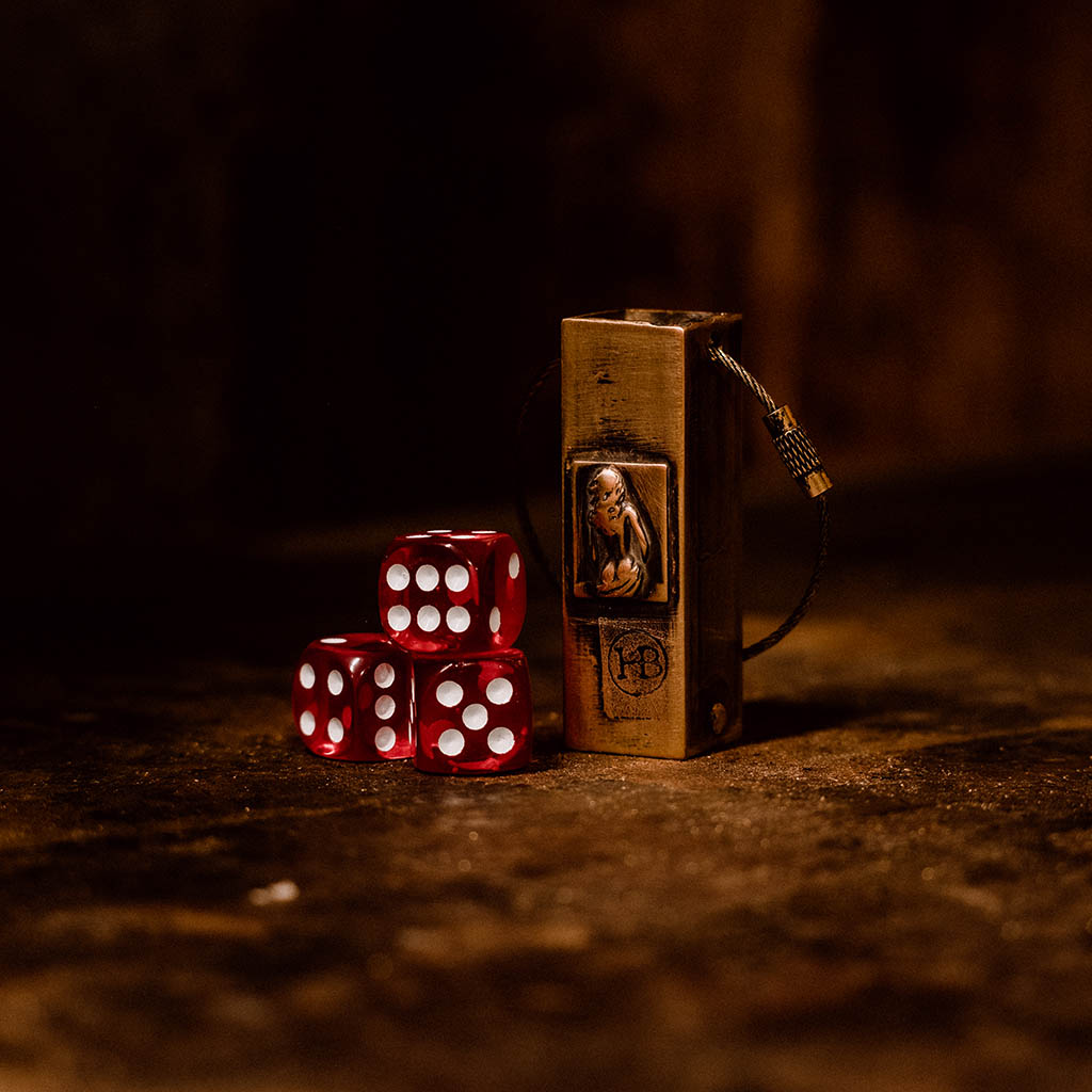 Brass Dice Box Keychain