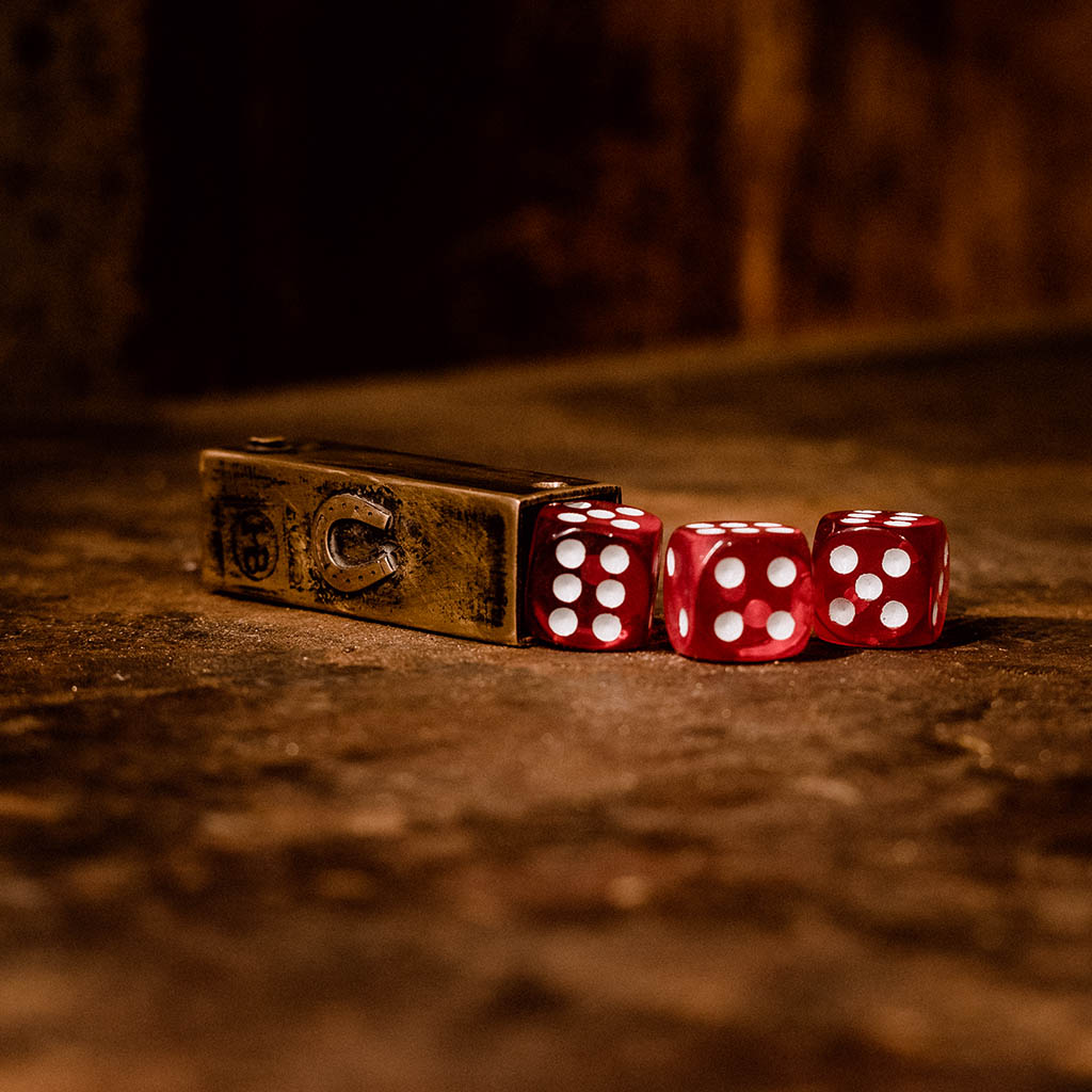 Brass Dice Box Keychain